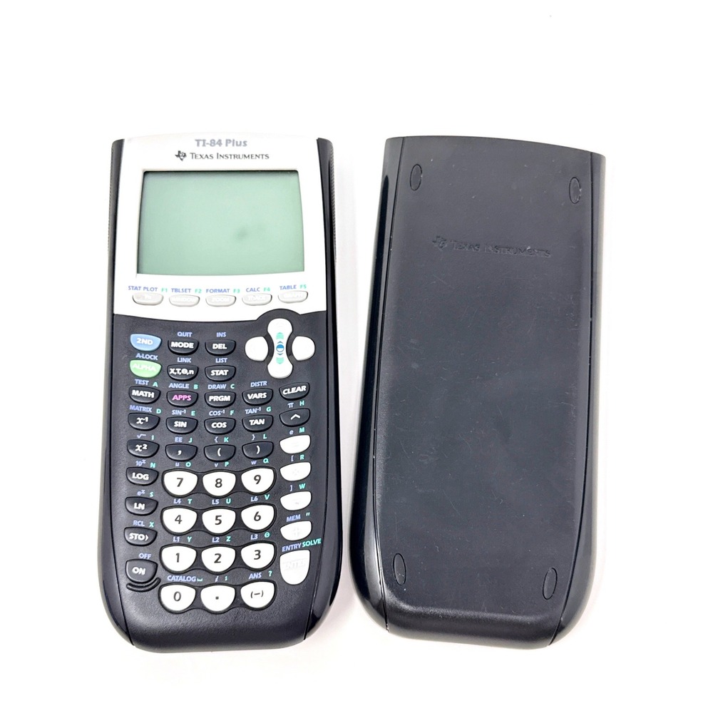 Texas Instruments TI-84 Plus Graphing Calculator Black/Silver Tested w/ Cover